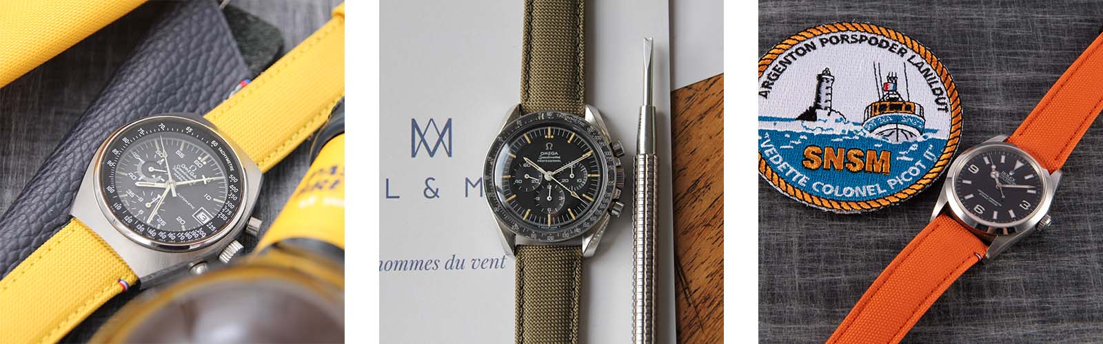 Bracelets montre jaune, vert et orange Avec andamp; Men